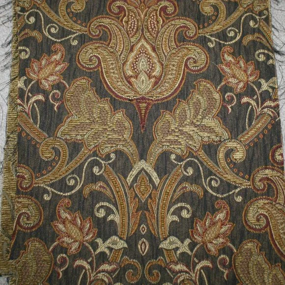 FABRIC - #1254 - Home Decor - Paisley Remnants Brown Gold 3 pieces