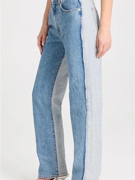 SLVRLAKE Re-Work London Paneled High-Rise Straight Leg Jeans