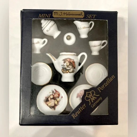 M. J. Hummel Mini Porcelain Tea Set “Stormy Weather” Ten Piece Set