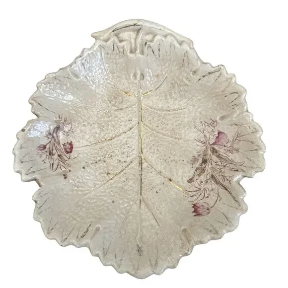 Vintage Knowles Taylor and Knowles Ironstone Leaf Shaped Bowl