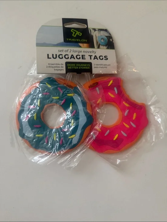 Travelon Donut Luggage Tags - Teal & Hot Pink