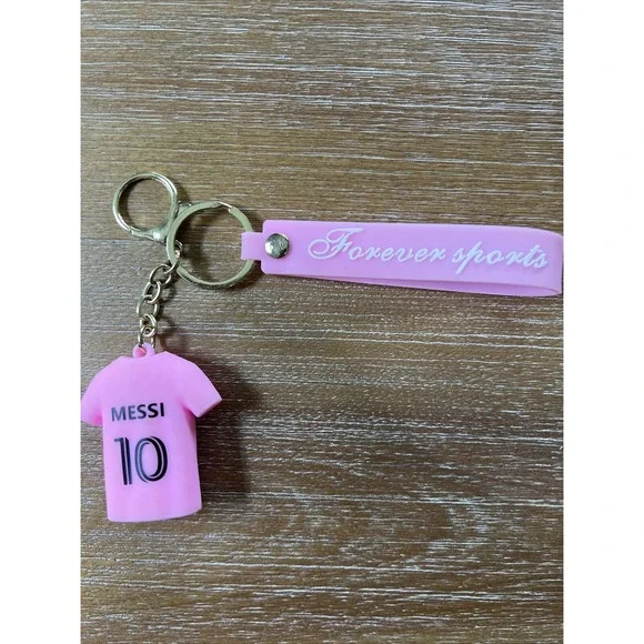 Lionel Messi #10 Pink Miami Soccer Jersey Keychain.