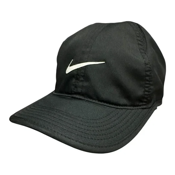 Nike Featherlight Hat One Size‎ Youth Black Dri Fit Swoosh Quick Dry 739376-010