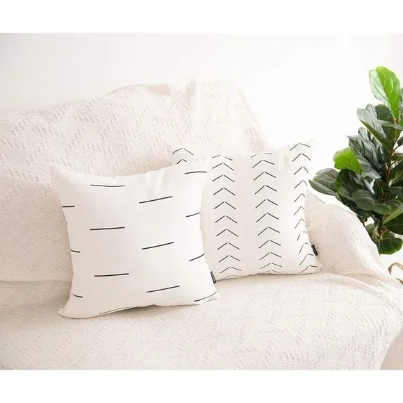 IKEA White and Black Patterned Cushions