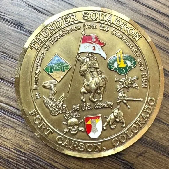 Thunder Squadron Fort Carson CO Challenge Coin Brave Rifles Squadron Commander