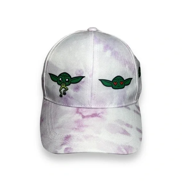 Baby Yoda Girls Licensed Tie-Dye Baseball Hat with Yoda Icons
