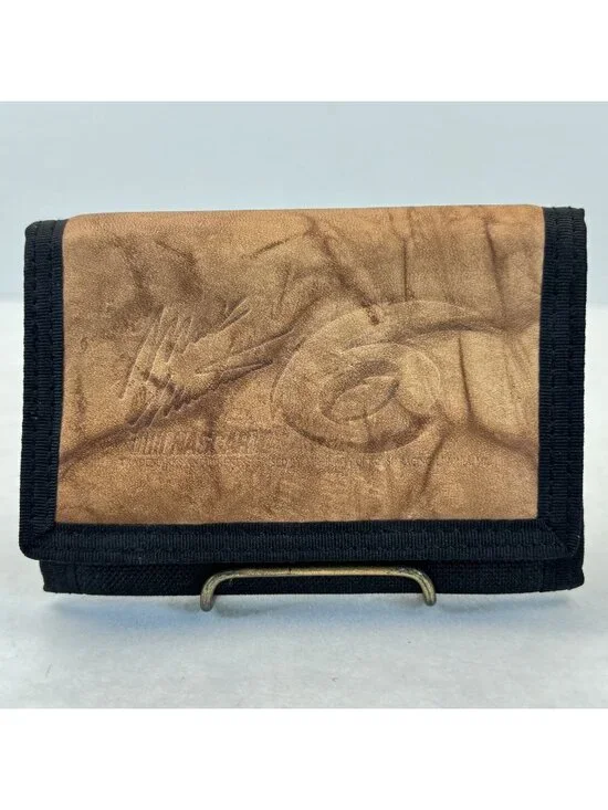 Vintage NASCAR #6 Mark Martin Leather Nylon Trifold Wallet Hook Loop Closure