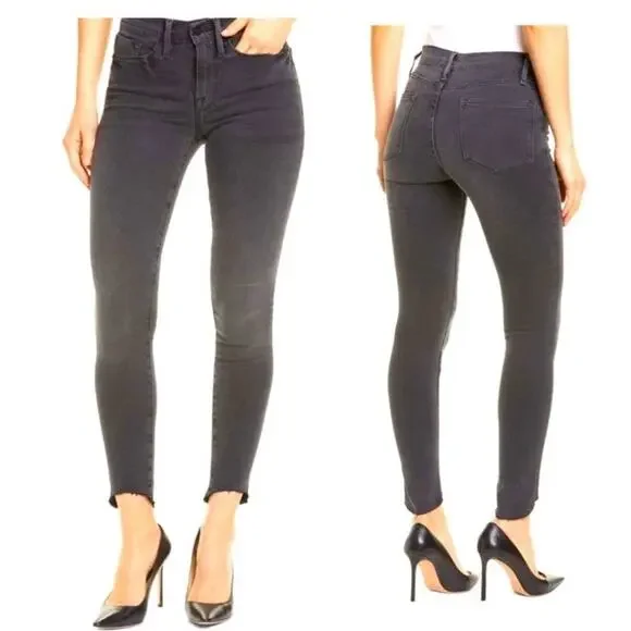 FRAME Le Skinny de Jeanne Raw Hem Size 28 Washed Black