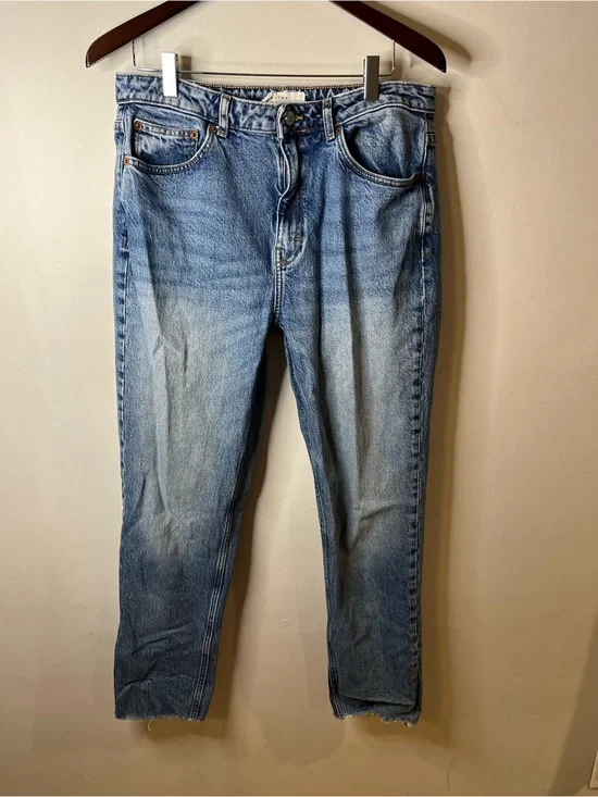 Women’s Top Shop Straight Light Blue Denim Jeans Size 10