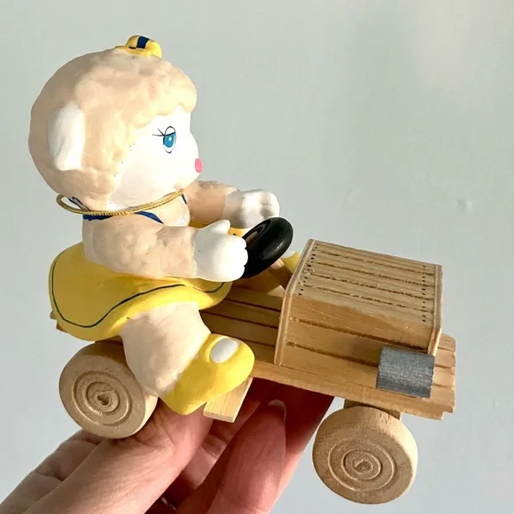 Vintage 80’s Get Along Gang Woolma Lamb ceramic & wood figurine deadstock