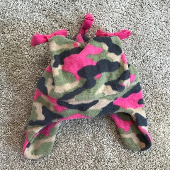 🍒5/$5!! Pink Camo Bow Top Winter Fleece Hat