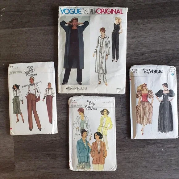 Vogue 70s Lot. Vogue Paris Original YSL 2060 + Very Easy Vogue 8152 7074 7191