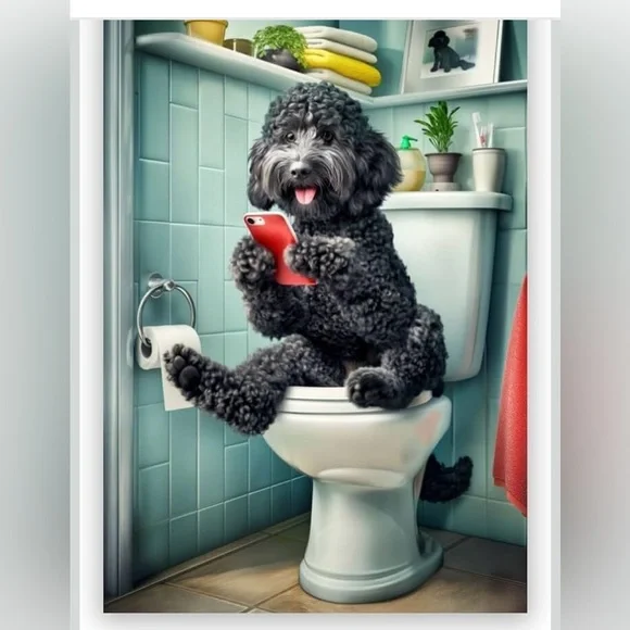 Bathroom Home Decor 12x18 in Funny Dog Photo Pet Parent Animal Lover