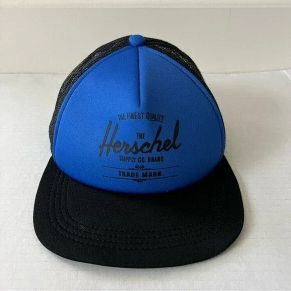 Herschel Supply Co. Whaler Trucker Hat Kids Blue Black Mesh Snapback Cap