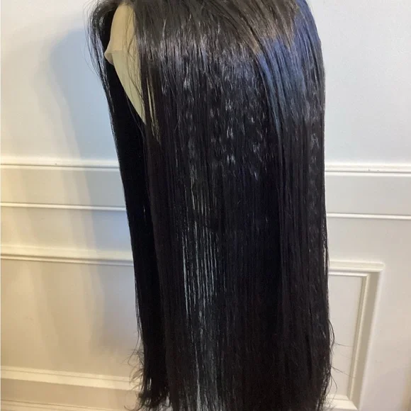 Sleek Black 24-28 inch Synthetic Lace Front Hair Wig (SKU: #1 24-28)