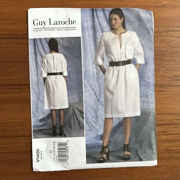 NEW Vogue 1400 Pattern Guy Laroche EASY Pullover Dress Size L/XL 16 - 24