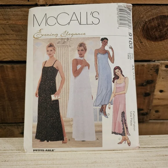 Vintage 1997 McCall's Slip Dress Pattern 9103 Sizes 4-6-8 (4 Variations)