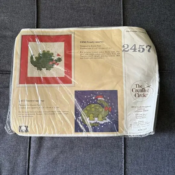 Snowy-saurus 2457 Vintage Counted Cross Stitch Kit by The Creative Circle - 1989