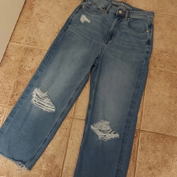 American Eagle High Rise Baggy Ankle Crop Jeans 4