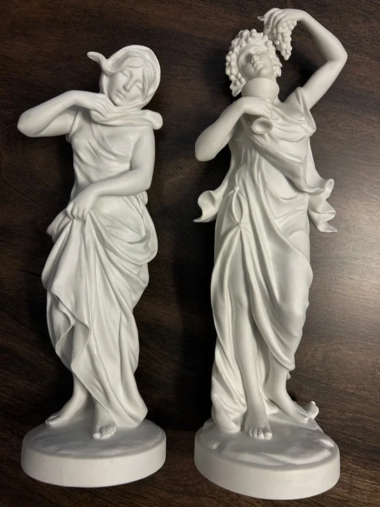 Pair of White Ceramic Classical Goddess Statues