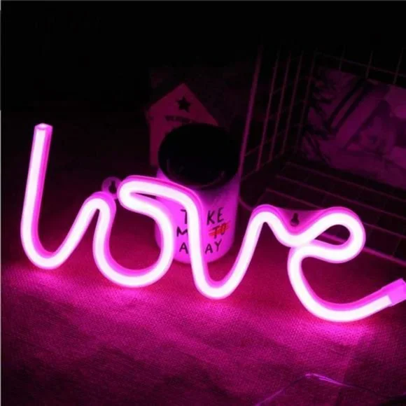 Bright Pink LOVE Wall Sign VIVD Popping Color 13.8x5.5