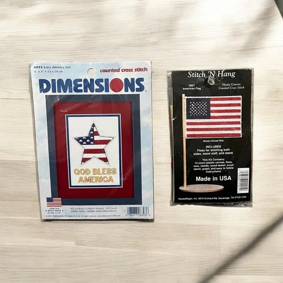 NWT Set of 2 American Patriotic Counted Cross Stitch Kits