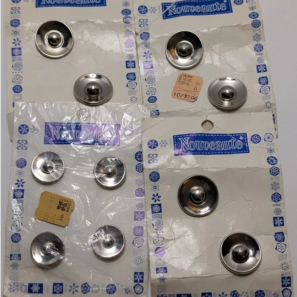 Nouveaute Vintage Silver Tone‎ Metal Shank Buttons Cotter Pins 7/8 Inch 10pc
