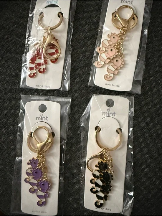 Mint Seahorse Keychains in Pink, Red, Purple & Black