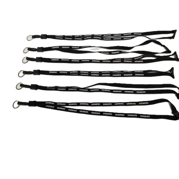 Siemens Branded Lanyards Lot of 6 Black Promotional ID Badge Keychain