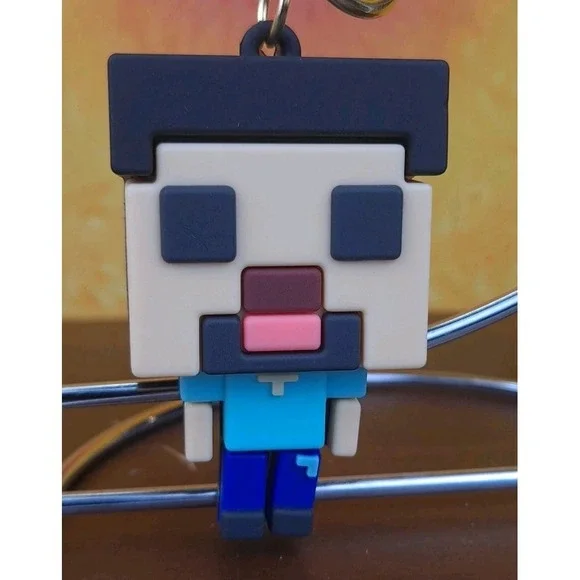 Steve Minecraft Video Game Keychain‎ Backpack 3D PVC Wristlet
