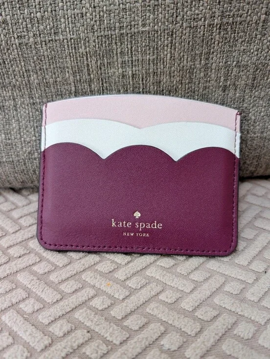 Kate Spade Gemma Blackberry Preserve Small Slim Leather Card Holder EUC
