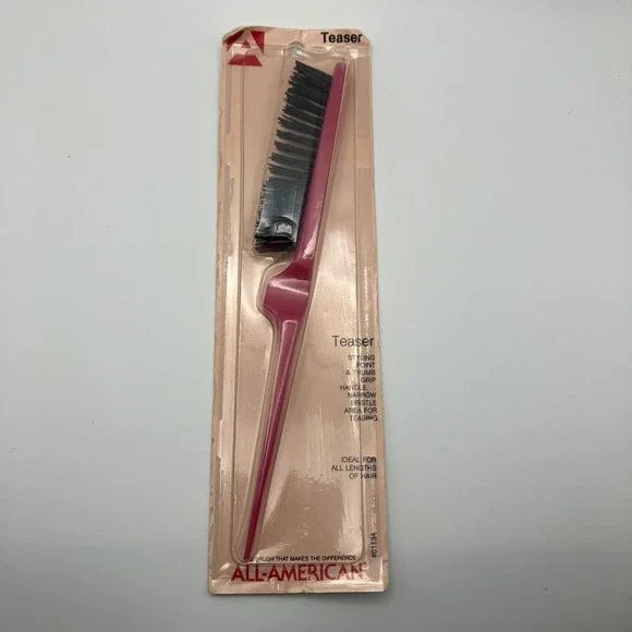 All-American Teaser Brush Styling Point Thumb Grip Handle‎ Narrow Bristle Pink
