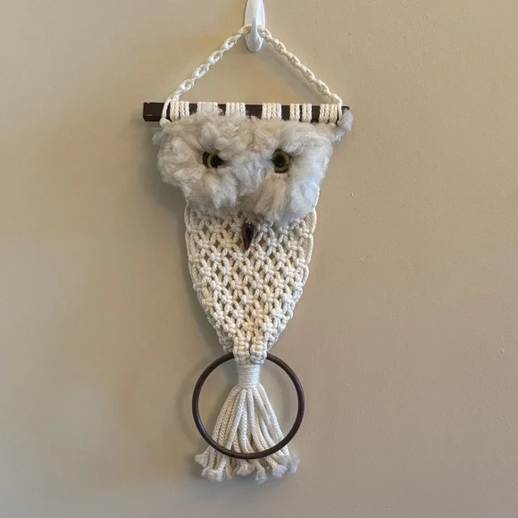 Macrame Owl Wall Hanging Boho Decor Handmade Fiber‎ Art
