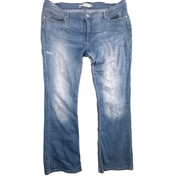 Levis 524 Bootcut Jeans Womens 17 Blue Denim Mid Rise Stretch Pakistan Made