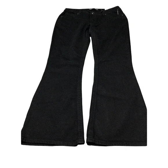 Telepatia Womens Low Rise Bootcut Jeans Black Fleur De Lis Sequin Size 11/30 NEW