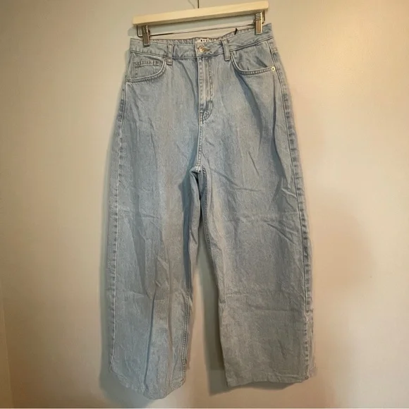 NA-KD Blue Extra Wide Leg Flare Jeans High Waist Eur 40 US 12