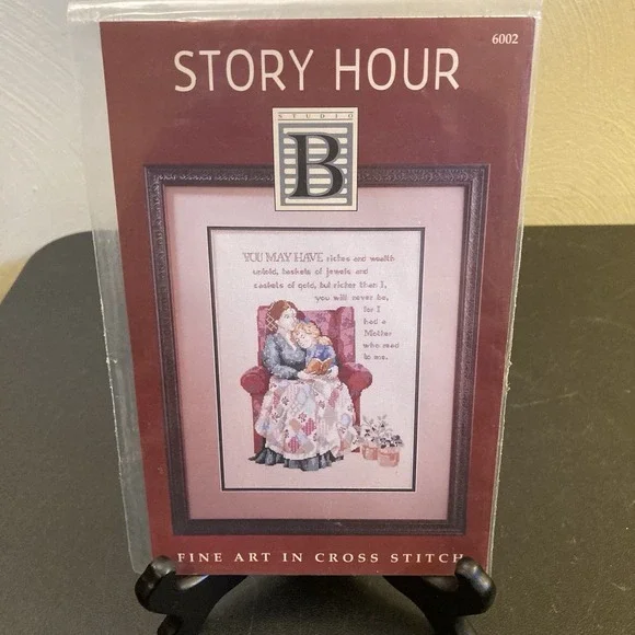 Studio B Story Hour Cross Stitch Pattern Reading Mother Poem Strickland Gillian‎