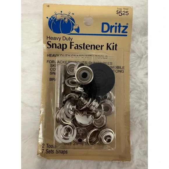 Vintage 1985 Dritz Heavy Duty Snap Fastener Kit Size 24 5/8