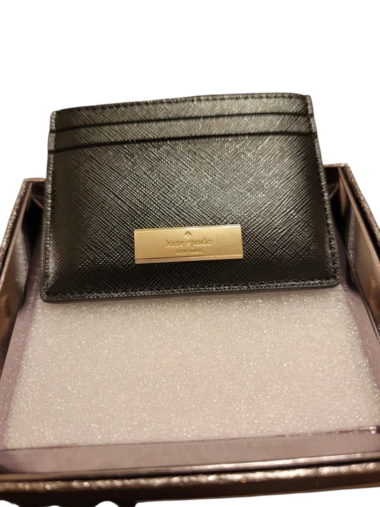 kate spade Black Saffiano Leather Card Case with Gold Plaque