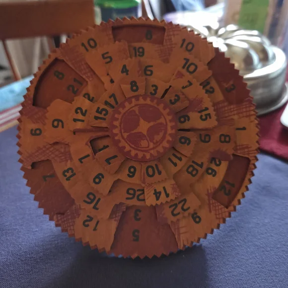Vintage Wooden Game The Greek Computer, Moving Gears, Folk Art
