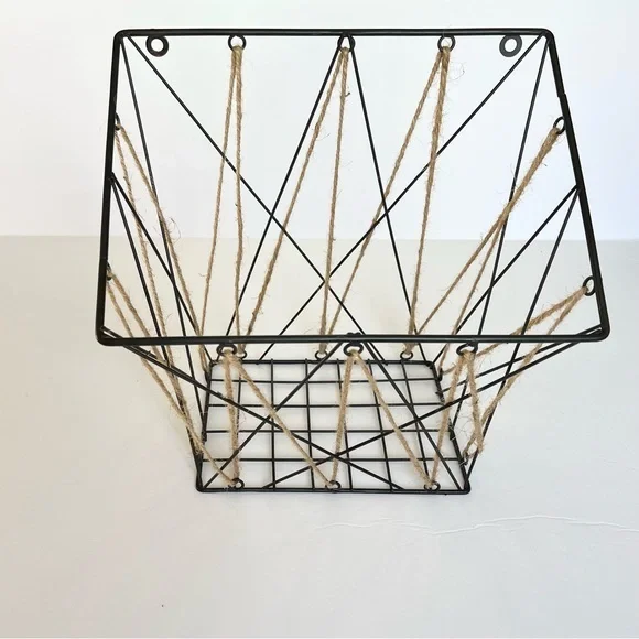 metal and twine basket home‎ decor hanging entryway bin