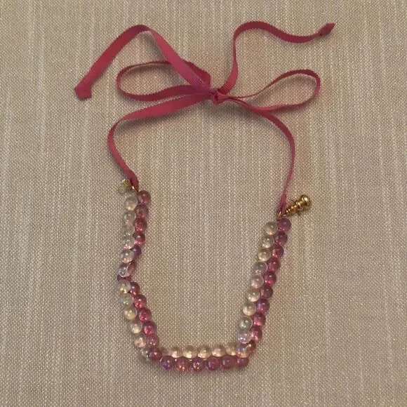 J.Crew Crewcuts | Iridescent Beaded Grosgrain Necklace | 40” Adjustable