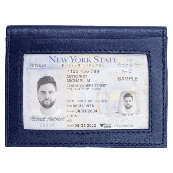 Genuine Leather Men Bifold Mini ID Holder Credit Card Case Organizer