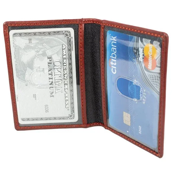 Mens Leather Credit Card Case, Slim ID Holder, Business Card Organizer