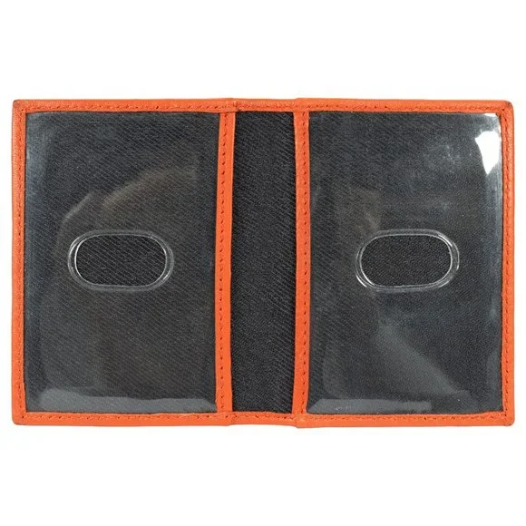 Men Genuine Leather Credit Card Case, ID Window Slim ID Holder