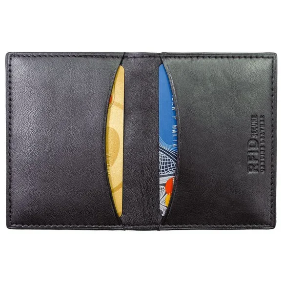 Mens Genuine Leather Bifold Credit Card Holder with RFID Blocking