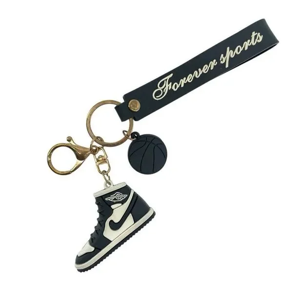 Forever Sports Nike Jordan 01 Sneaker Keychain | Black Basketball Shoe Key Ring