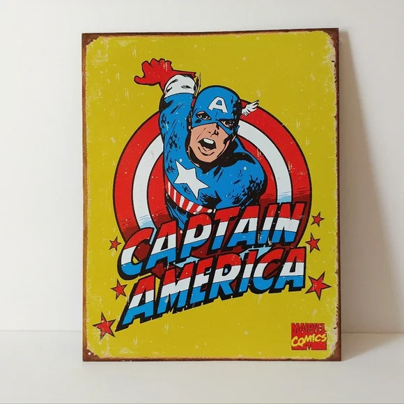 Retro Captain America Marvel Tin Sign Home Decor Americana