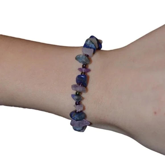 Handmade Real Stones Beads Elastic Bracelet Kids