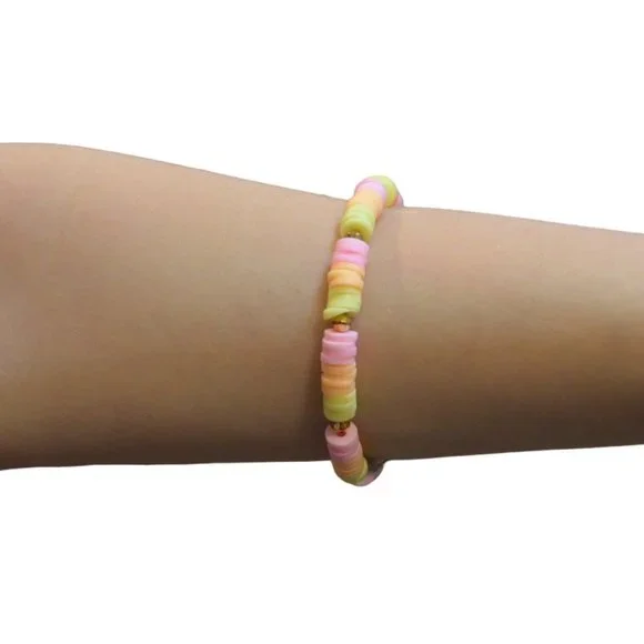 Handmade Spring colored Clay beads Elastic bracelet